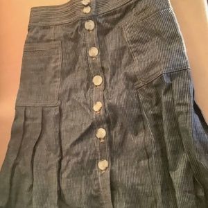 NEW Tibi Pinstripe Denim Button Front A-Line Skirt , Size:4